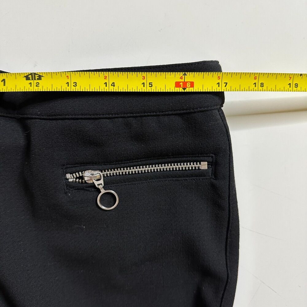 H&M Pants Women 14 Black Stretch Silver Zip Straight Skinny Athleisure 14 NWT - Picture 6 of 9